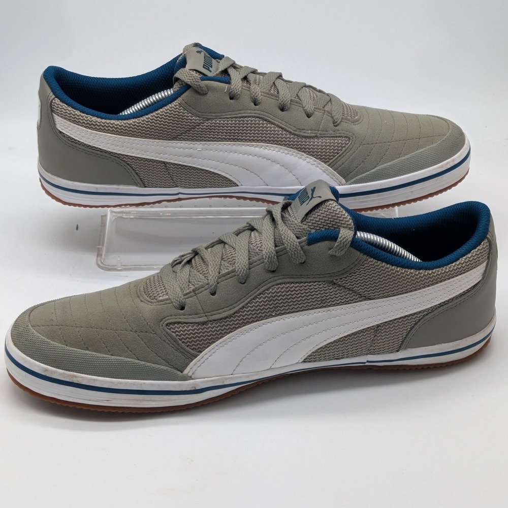 Puma Men's Size 12 Gray Blue White Low Top Sneakers Gum Sole Lace Up